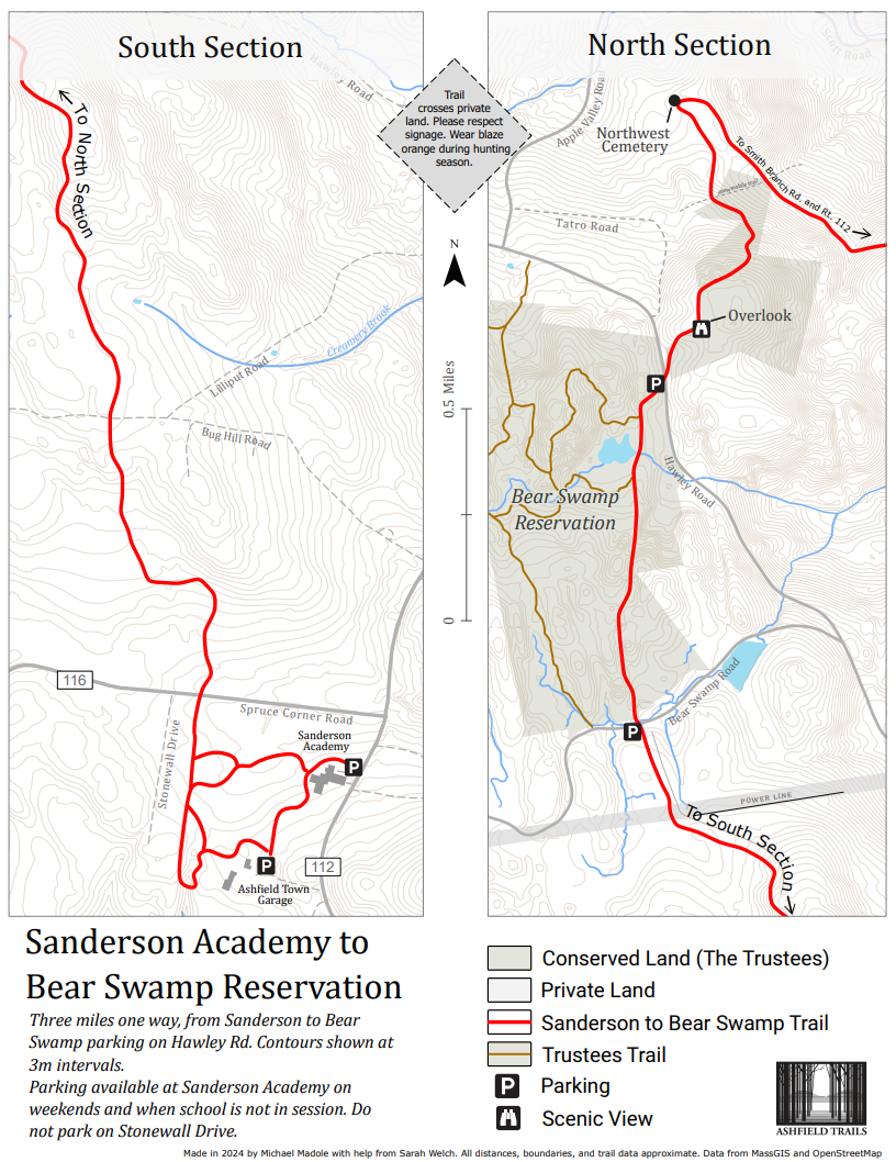 Trail between Sanderson, Bear Swamp, Overlook, and Northwest Cemetery